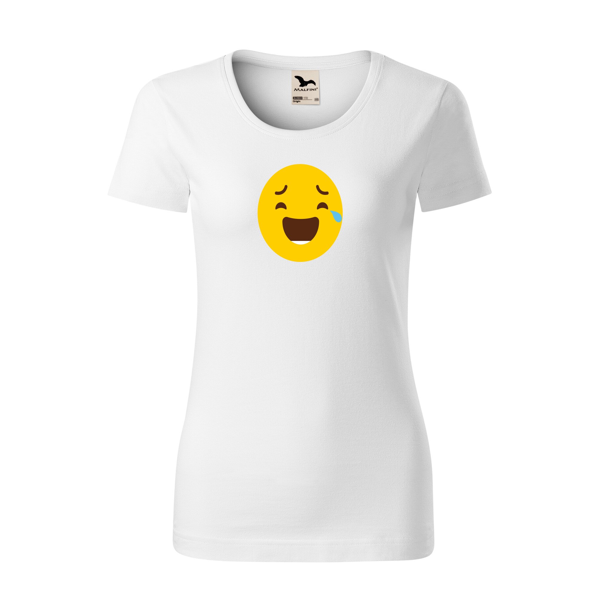 Tricou dama clasic, Malfini, Emoji Laughing with Joy Face, Alb, L