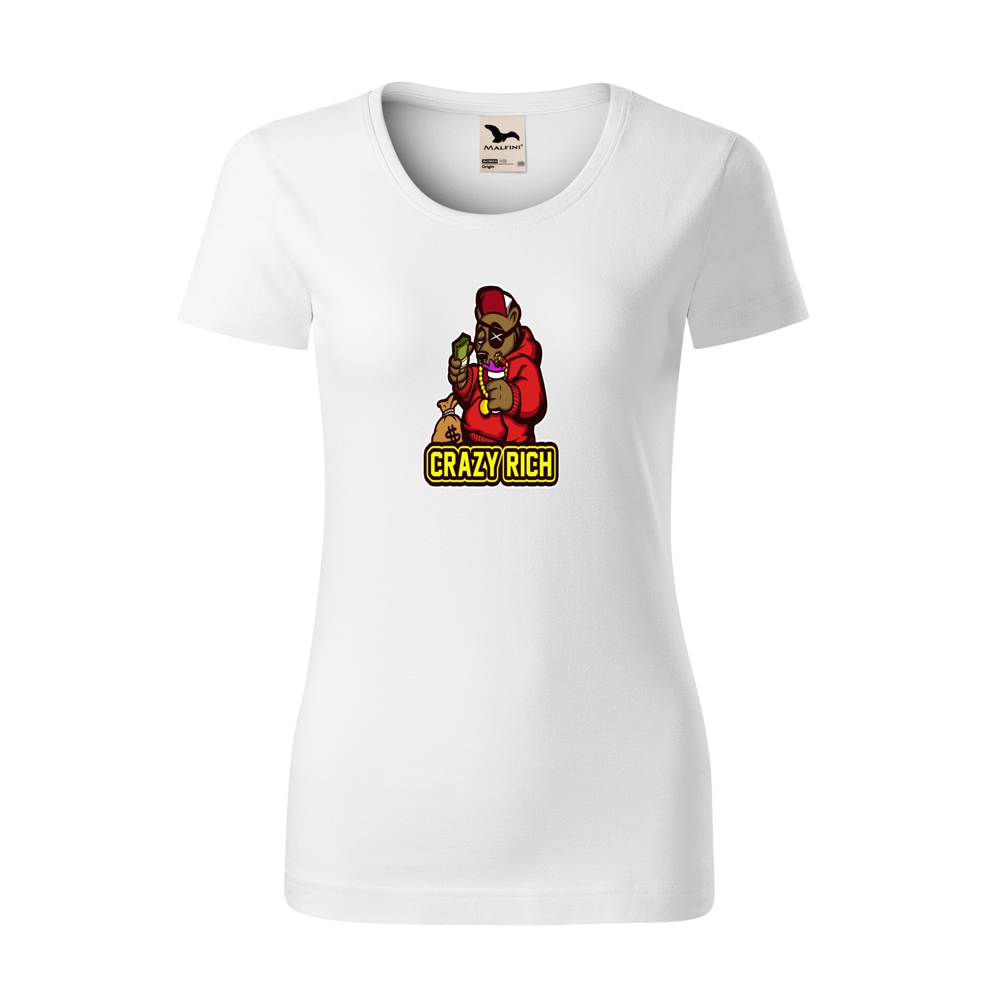 Tricou dama clasic, Malfini, Crazy Rich, Alb, L