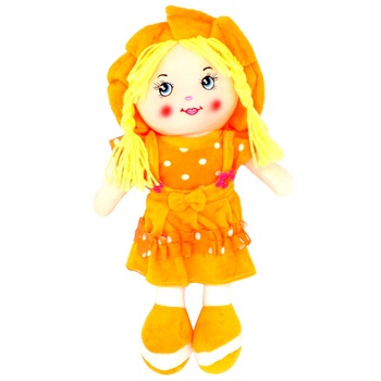 Papusa de plus muzicala “Are mama o fetita”, portocalie, 35 cm Papusa de plus muzicala “Are mama o fetita”, portocalie, 35 cm