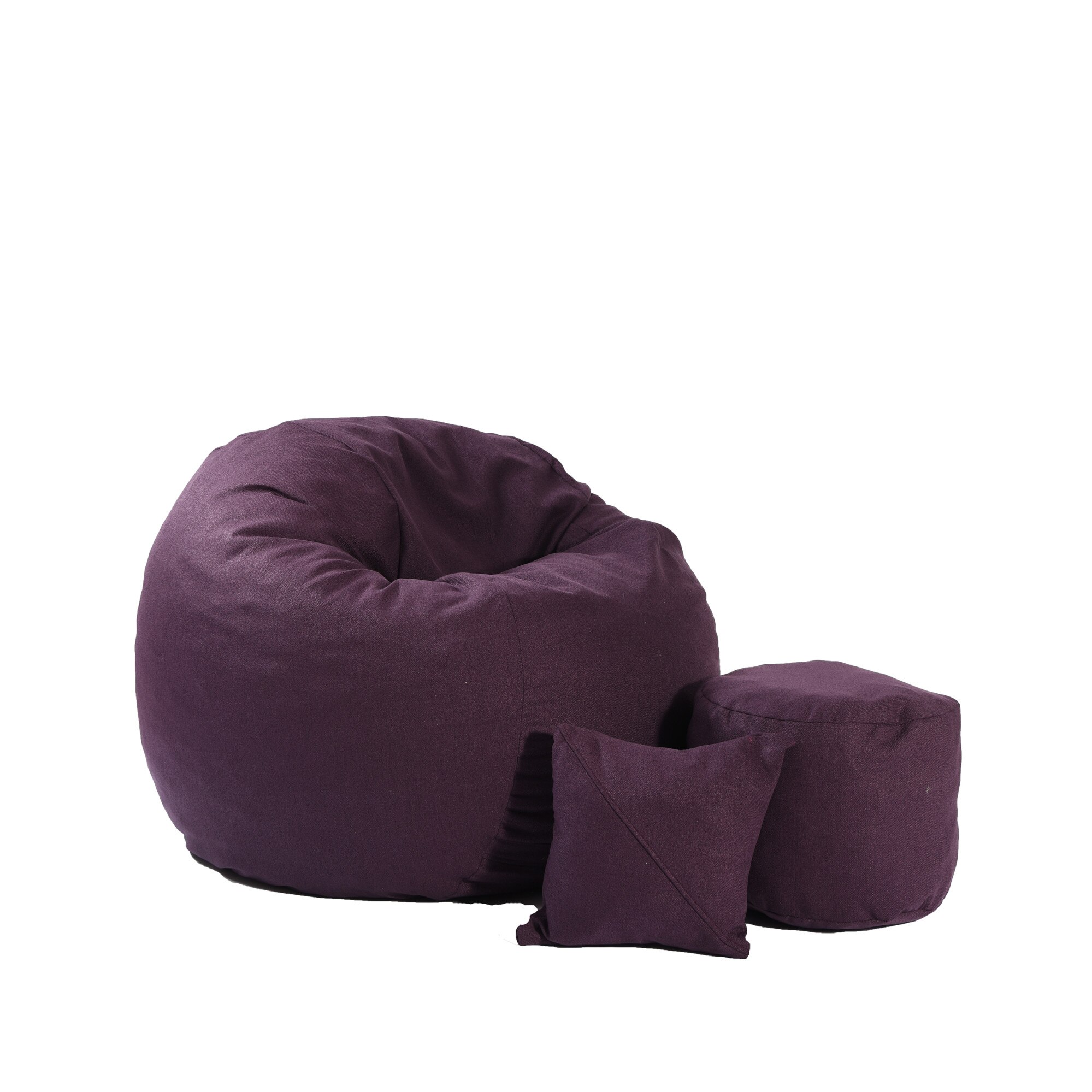 Fotoliu Pufrelax King Size, otoman si perna decorativa Fancy Purple (Gama Premium Textil) umplut cu fulgi de burete memory mix