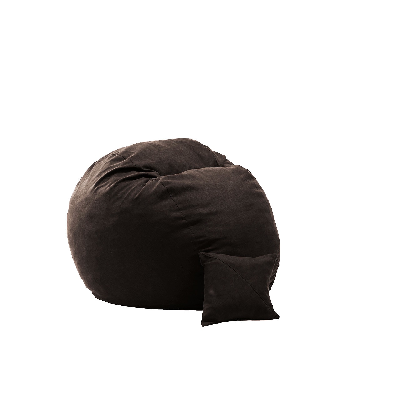 Fotoliu Pufrelax King Size si perna decorativa Dark Chocolate (Gama Premium Textil) umplut cu fulgi de burete memory mix