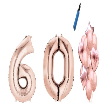 Set 16 baloane aniversare 60 ani, Roz gold Set 16 baloane aniversare 60 ani, Roz gold