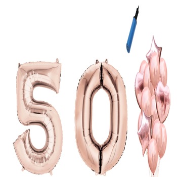 Set 16 baloane aniversare 50 ani, Roz gold Set 16 baloane aniversare 50 ani, Roz gold