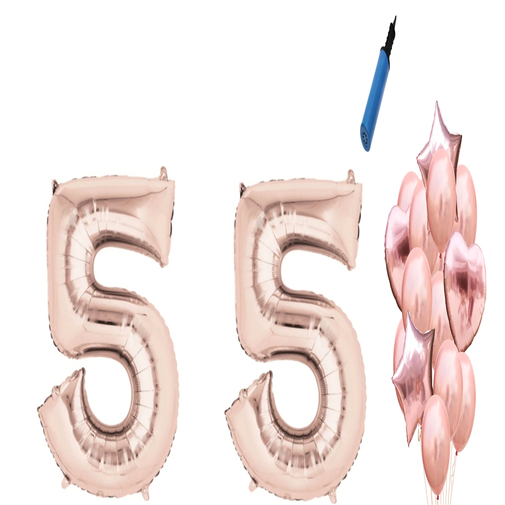 Set 16 baloane aniversare 55 ani, Roz gold