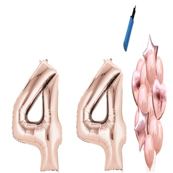 Set 16 baloane aniversare 44 ani, Roz gold Set 16 baloane aniversare 44 ani, Roz gold