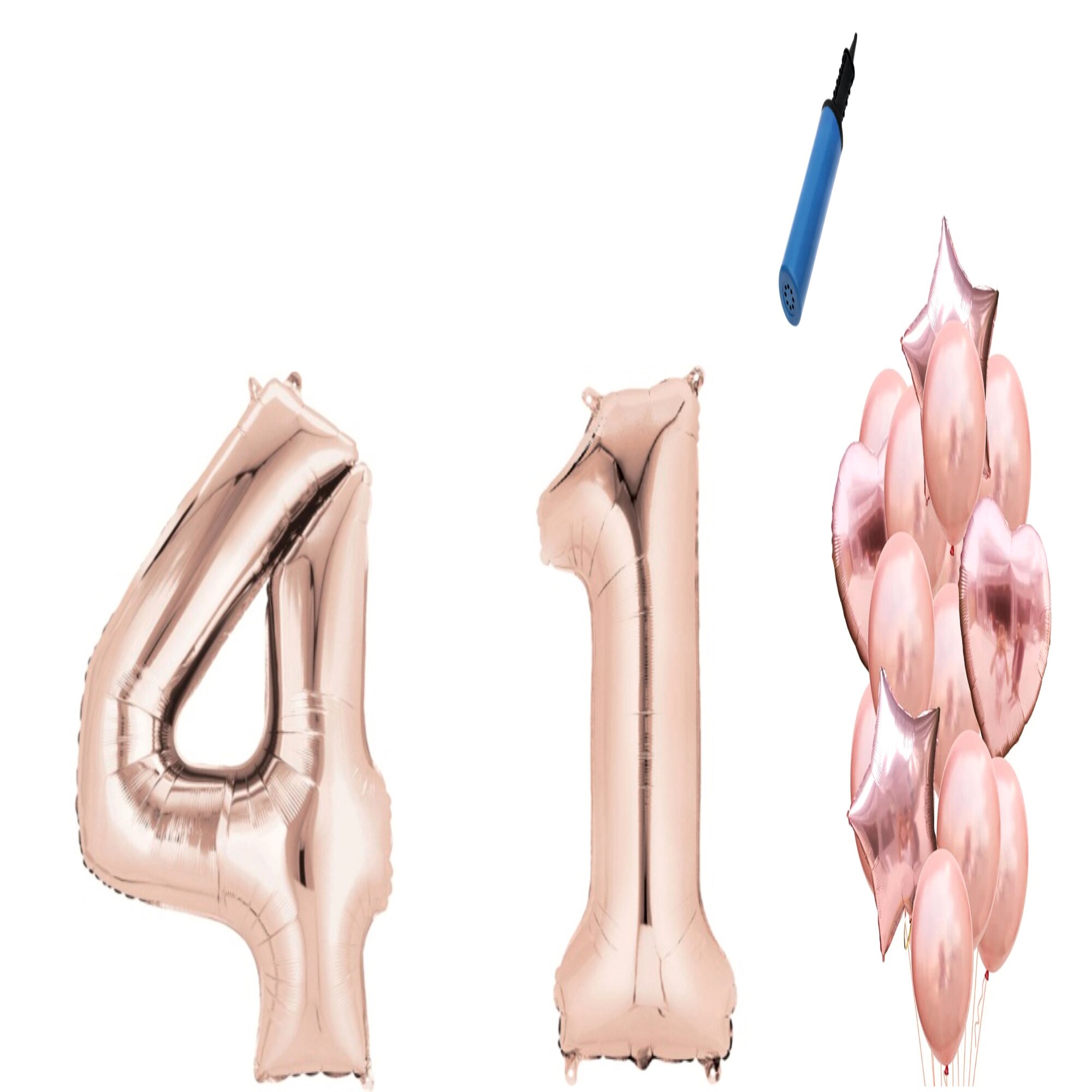 Set 16 baloane aniversare 41 ani, Roz gold