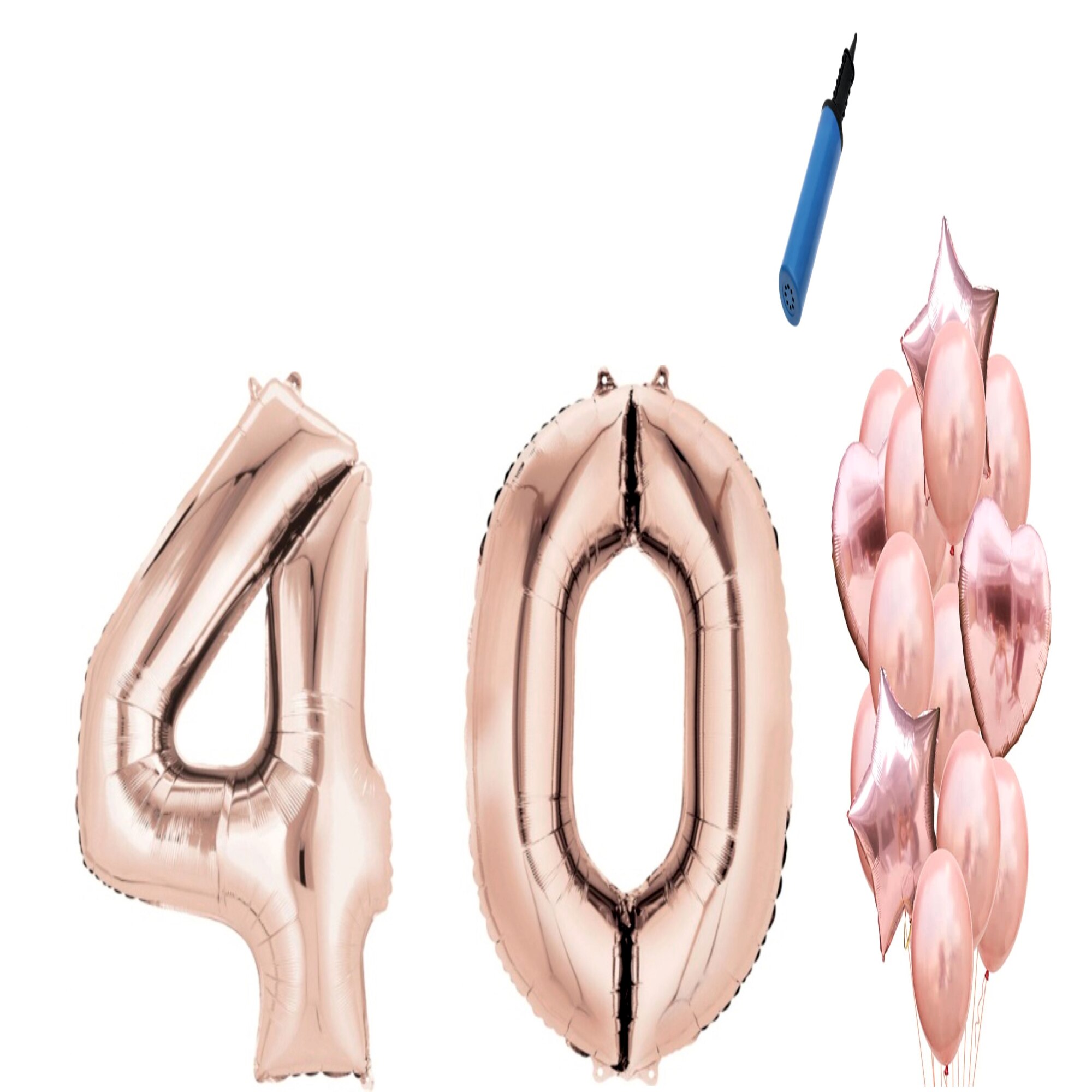 Set 16 baloane aniversare 40 ani, Roz gold