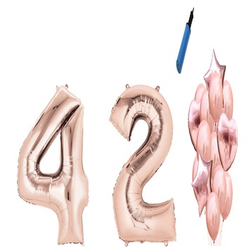 Set 16 baloane aniversare 42 ani, Roz gold Set 16 baloane aniversare 42 ani, Roz gold