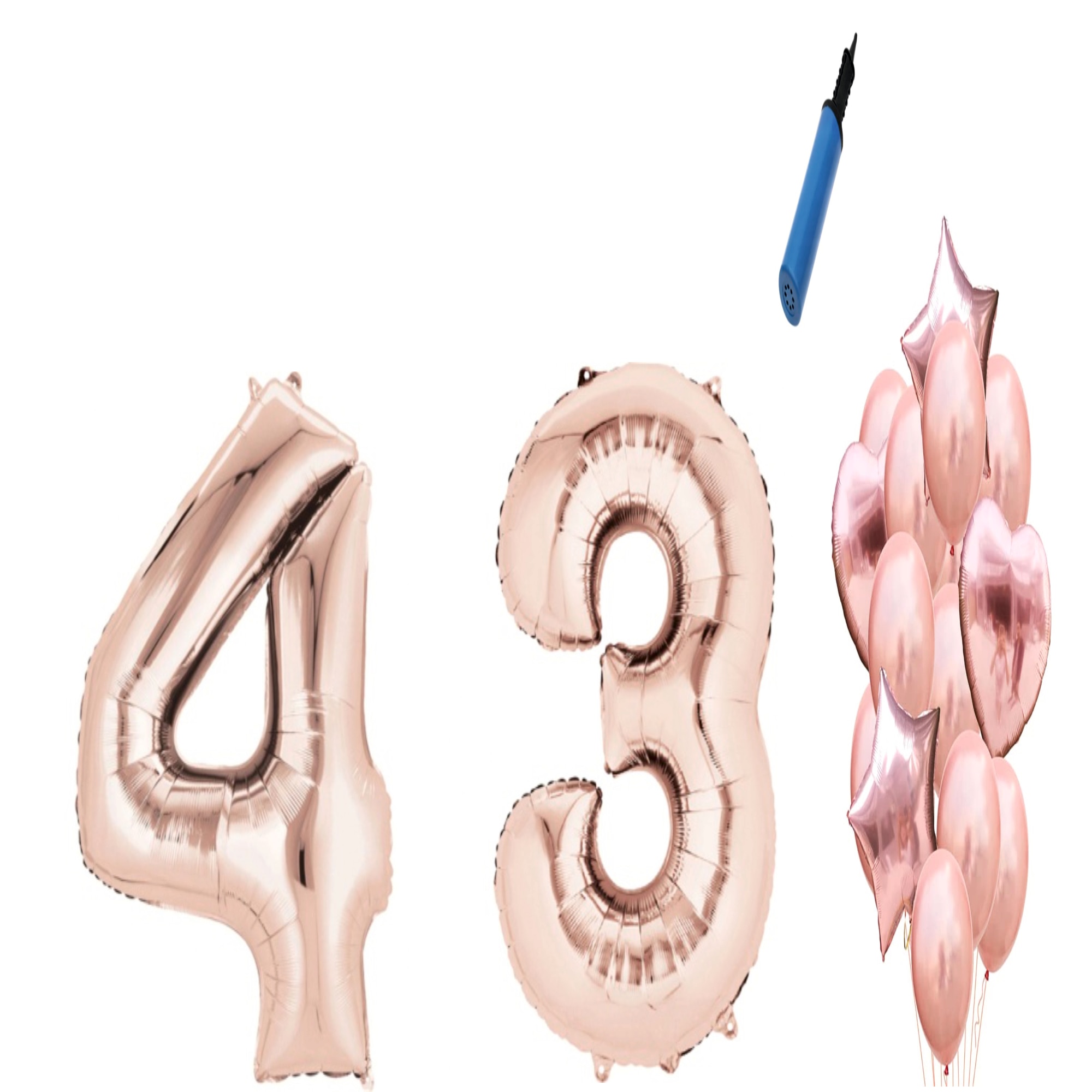 Set 16 baloane aniversare 43 ani, Roz gold