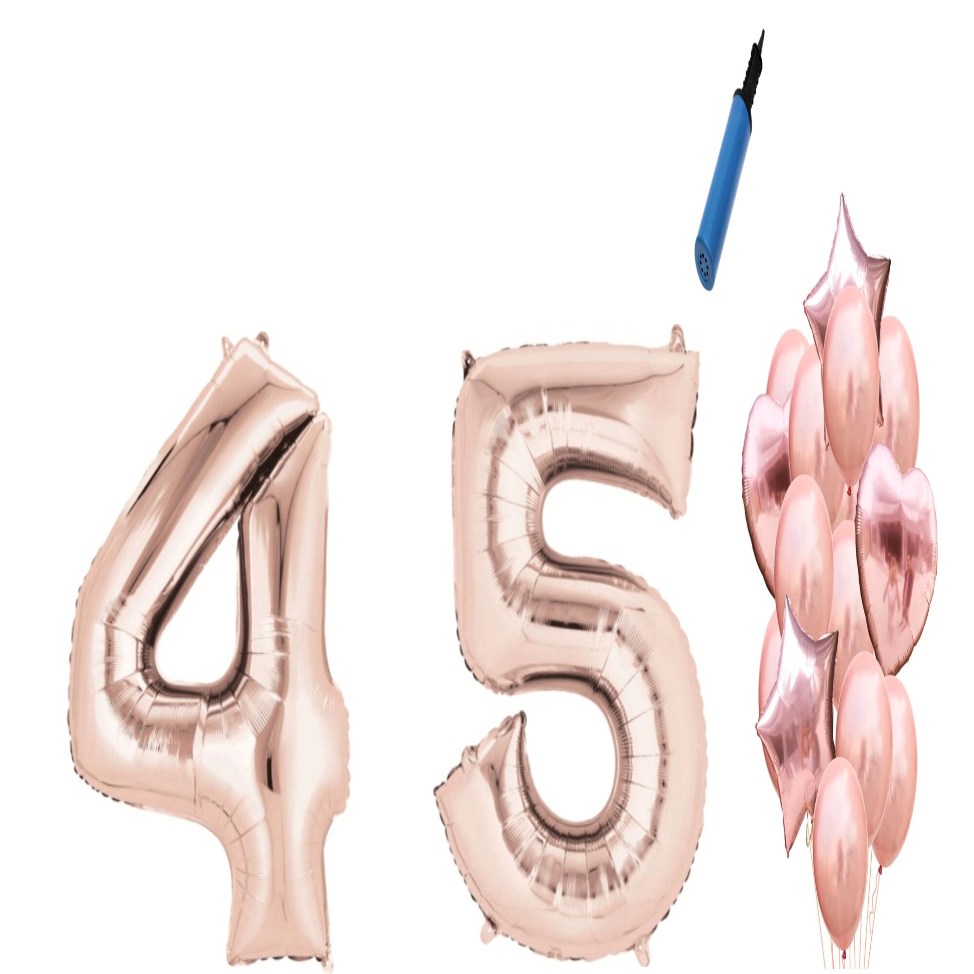 Set 16 baloane aniversare 45 ani, Roz gold