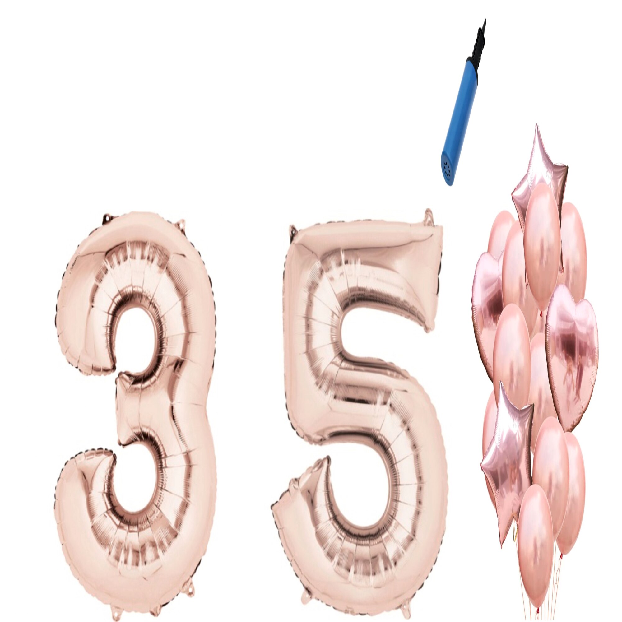 Set 16 baloane aniversare 35 ani, Roz gold