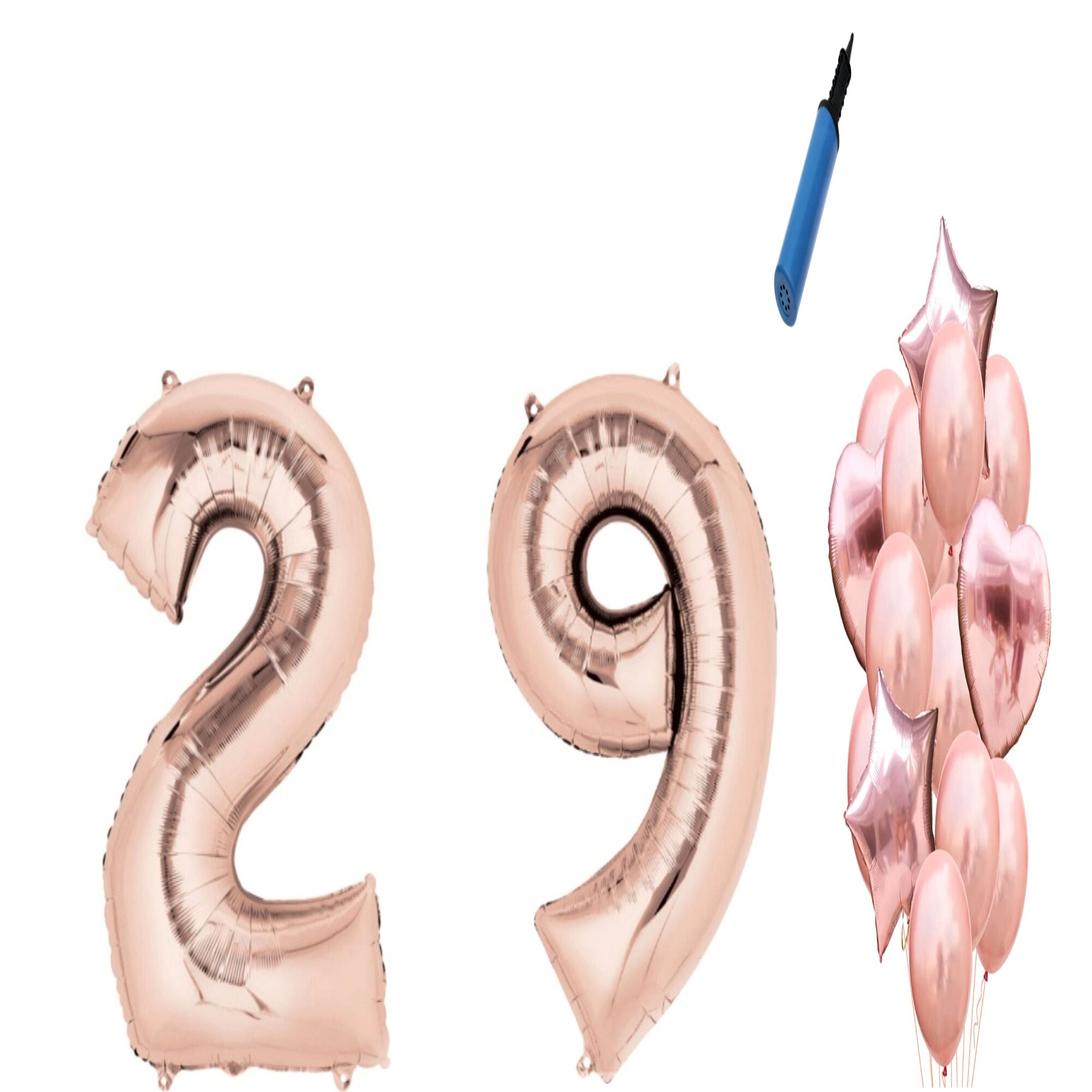 Set 16 baloane aniversare 29 ani, Roz gold