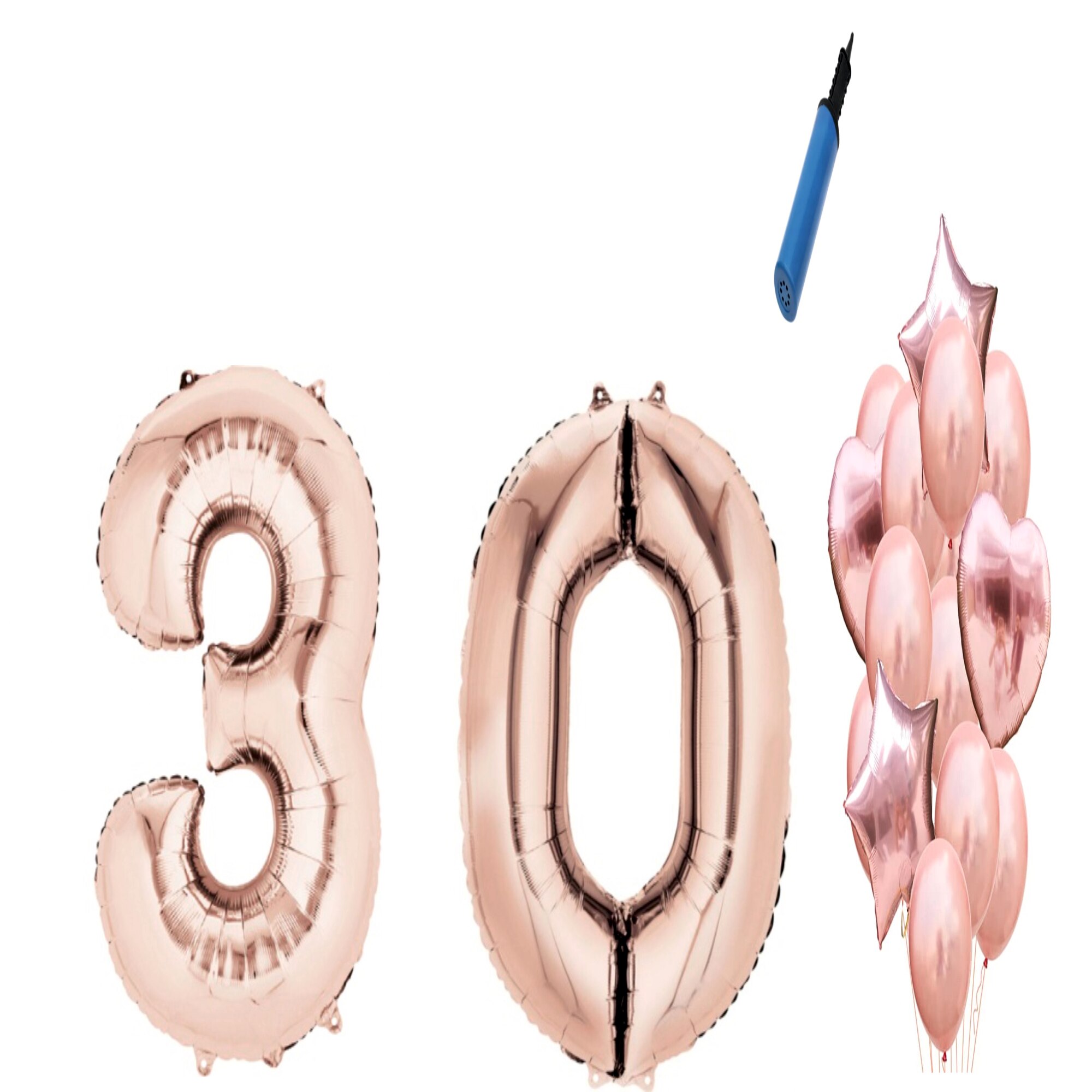 Set 16 baloane aniversare 30 ani, Roz gold