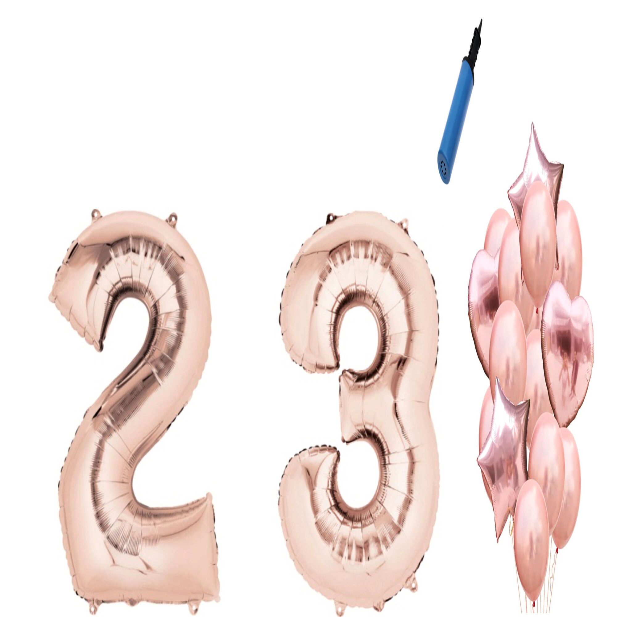 Set 16 baloane aniversare 23 ani, Roz gold