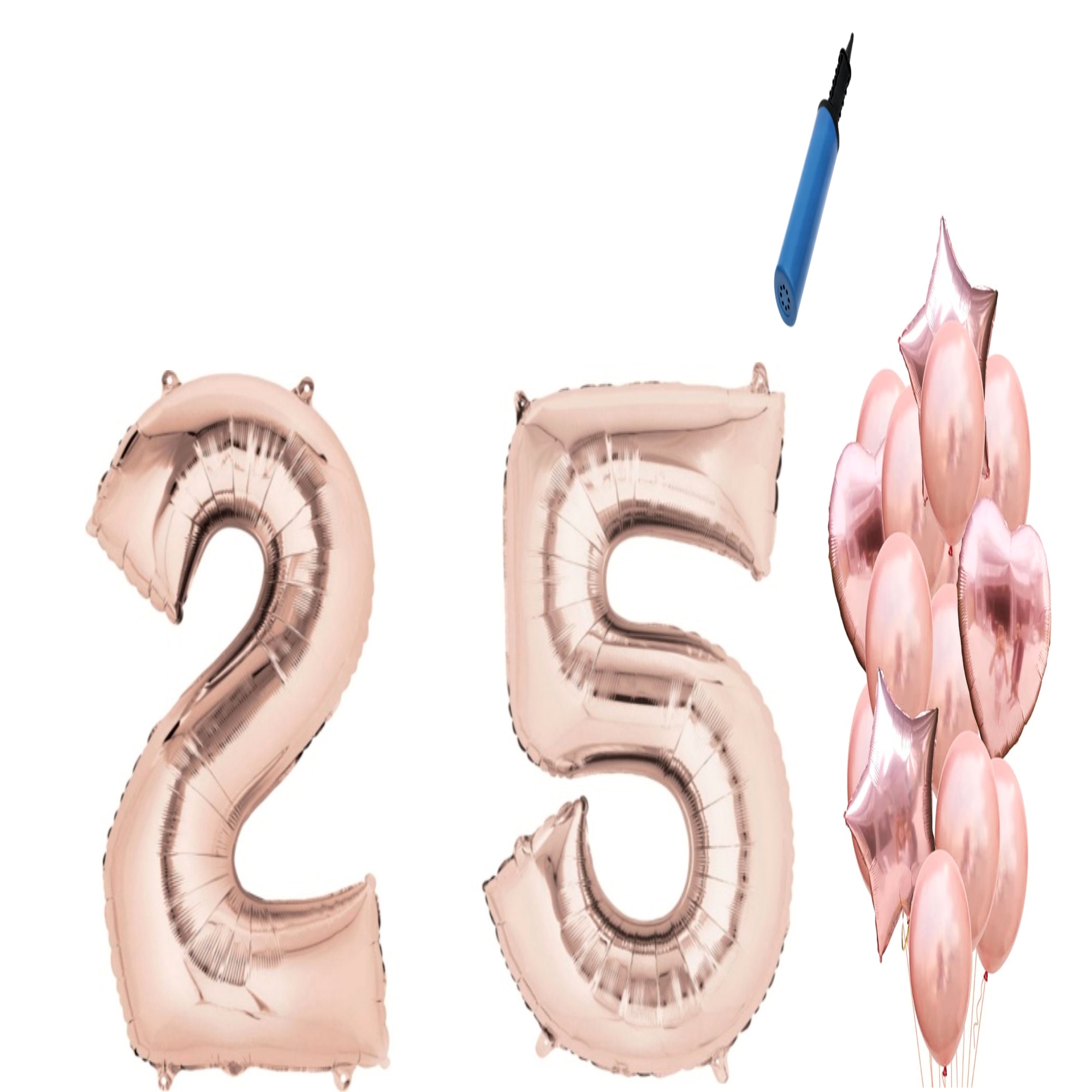 Set 16 baloane aniversare 25 ani, Roz gold