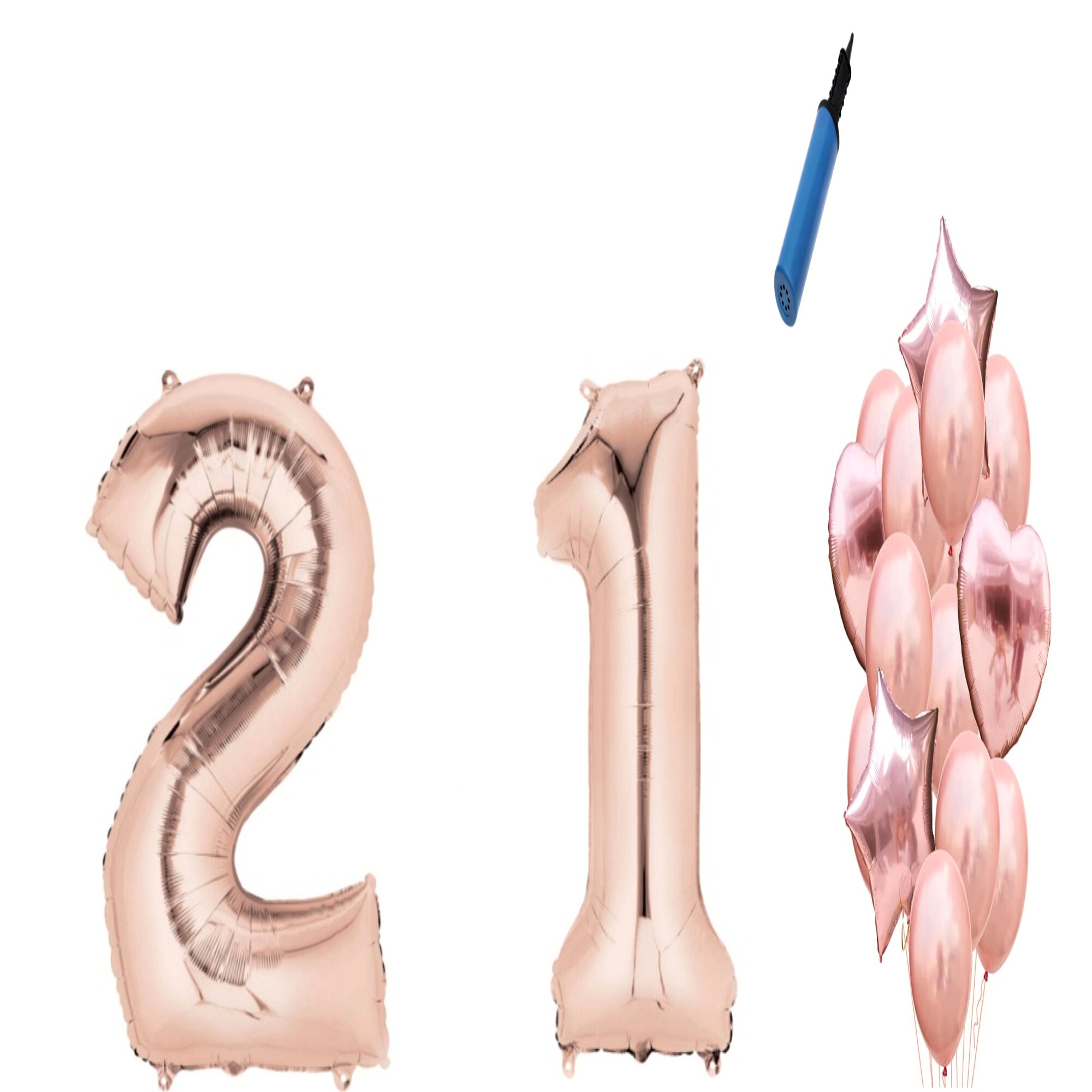 Set 16 baloane aniversare 21 ani, Roz gold