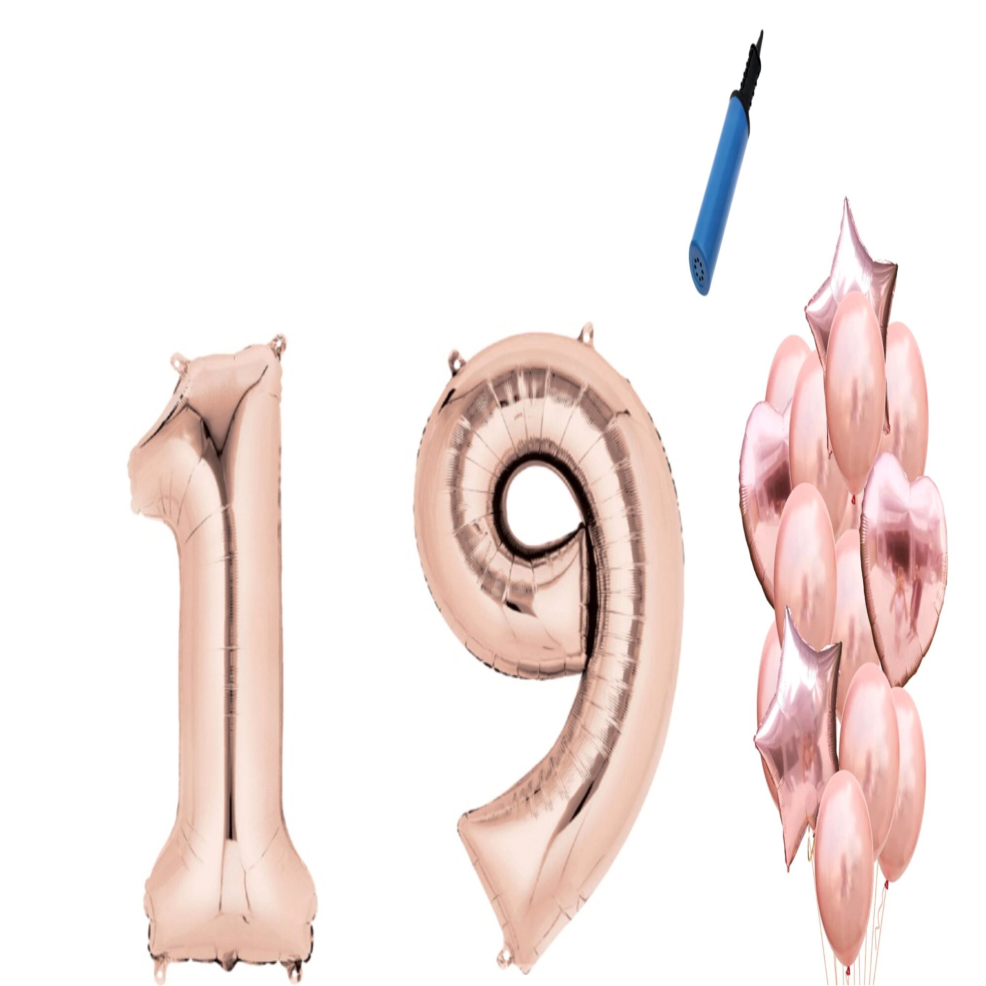 Set 16 baloane aniversare 19 ani, Roz gold