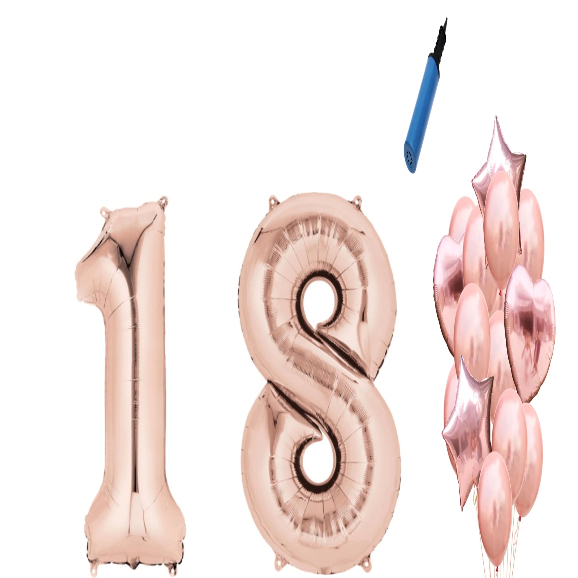 Set 16 baloane aniversare 18 ani, Majorat , Roz gold