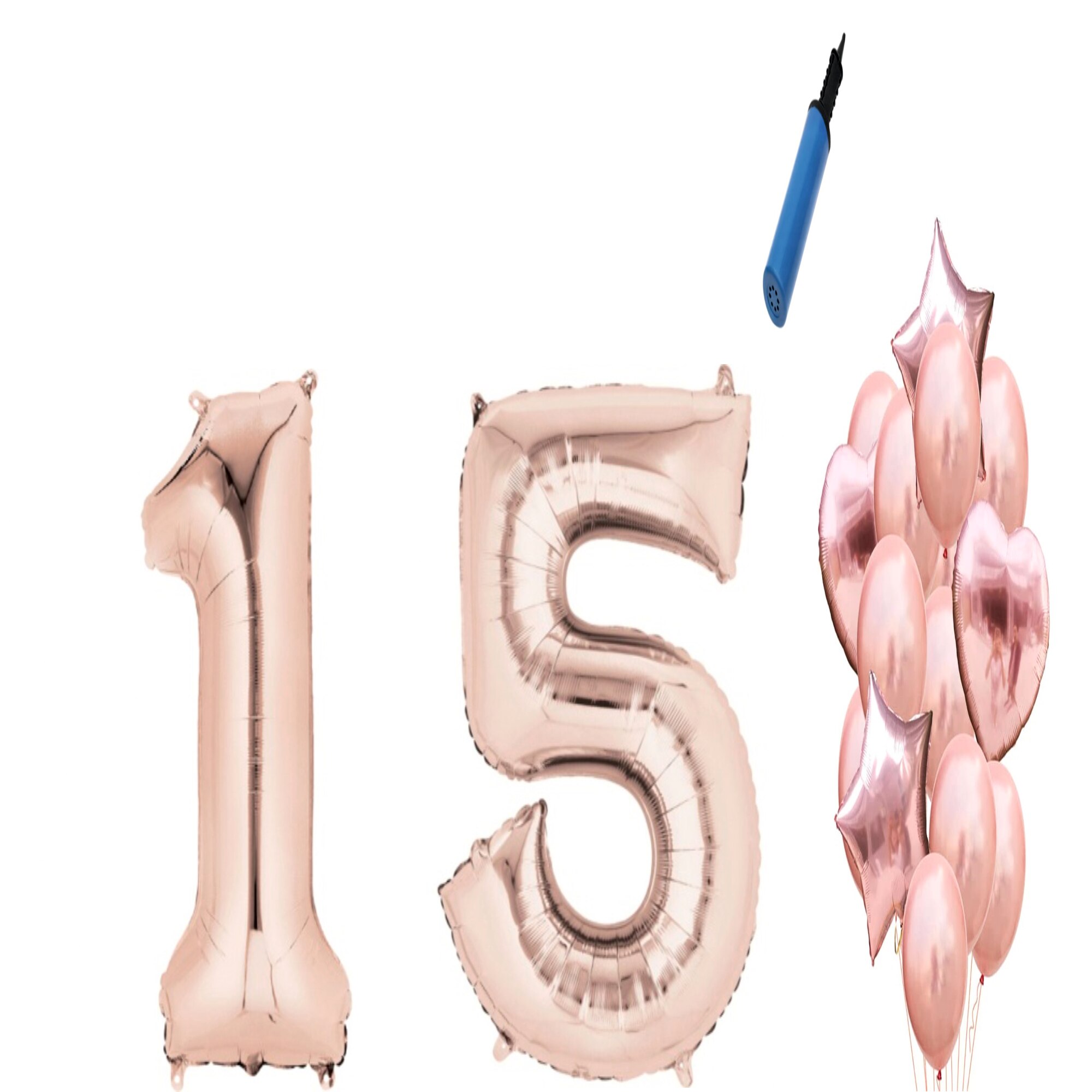 Set 16 baloane aniversare 15 ani , Roz gold