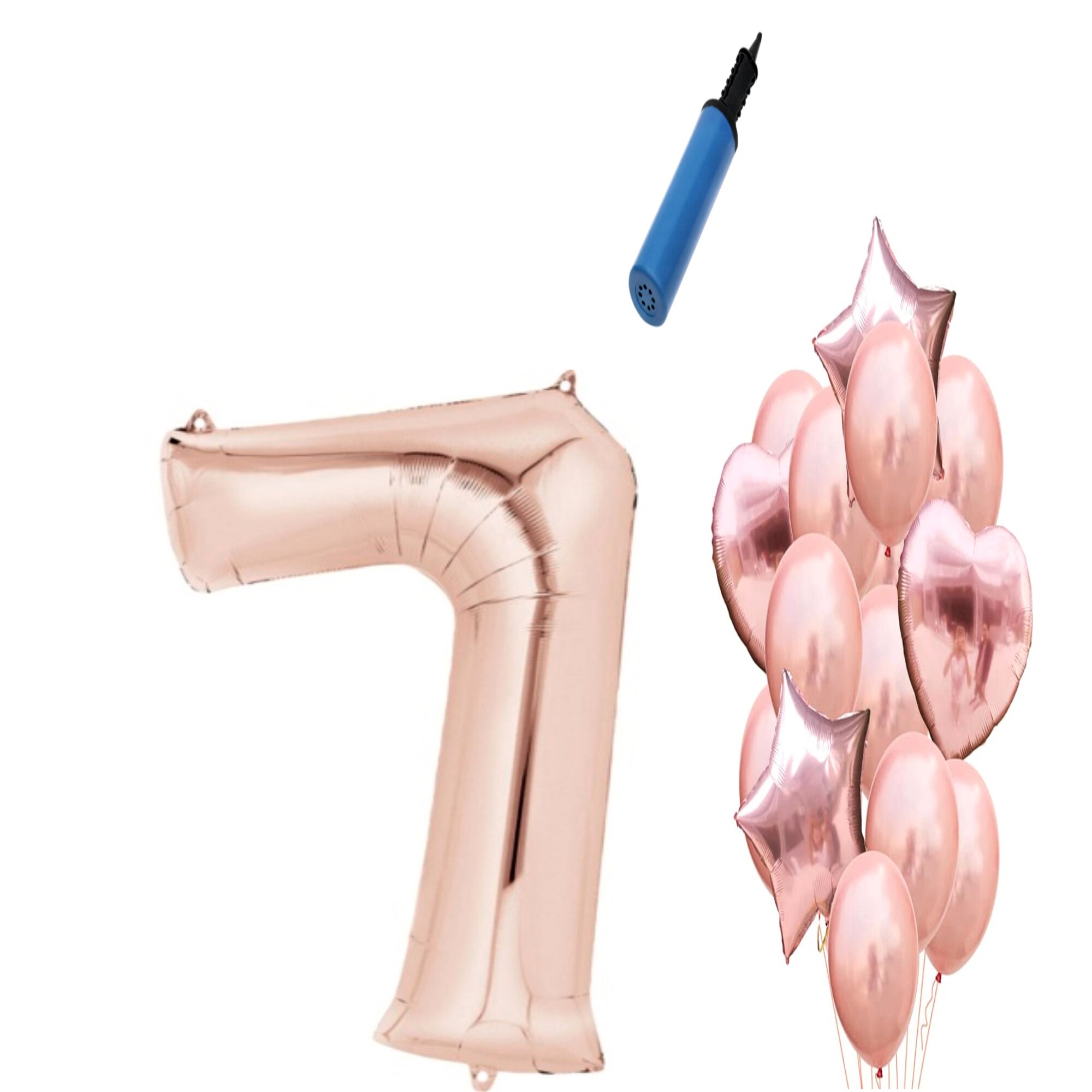 Set 15 baloane aniversare 7 ani , Roz gold