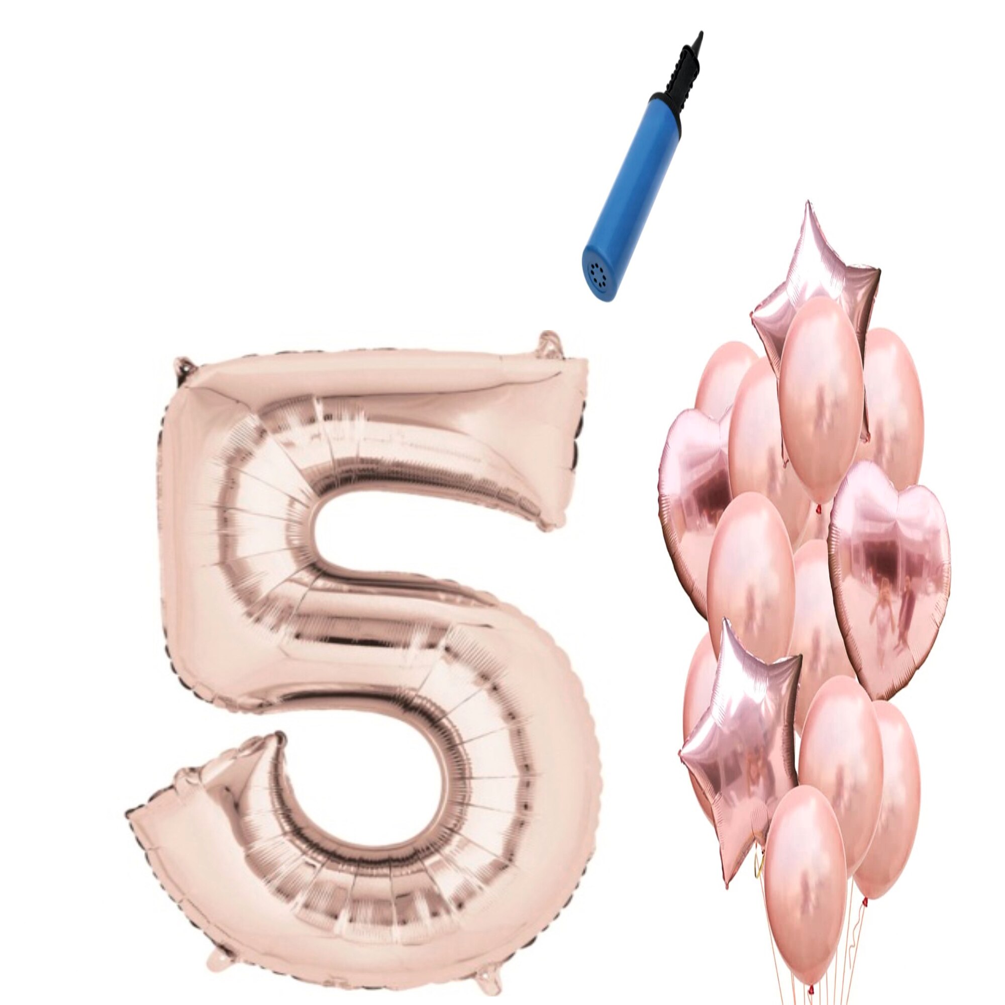 Set 15 baloane aniversare 5 ani , Roz gold