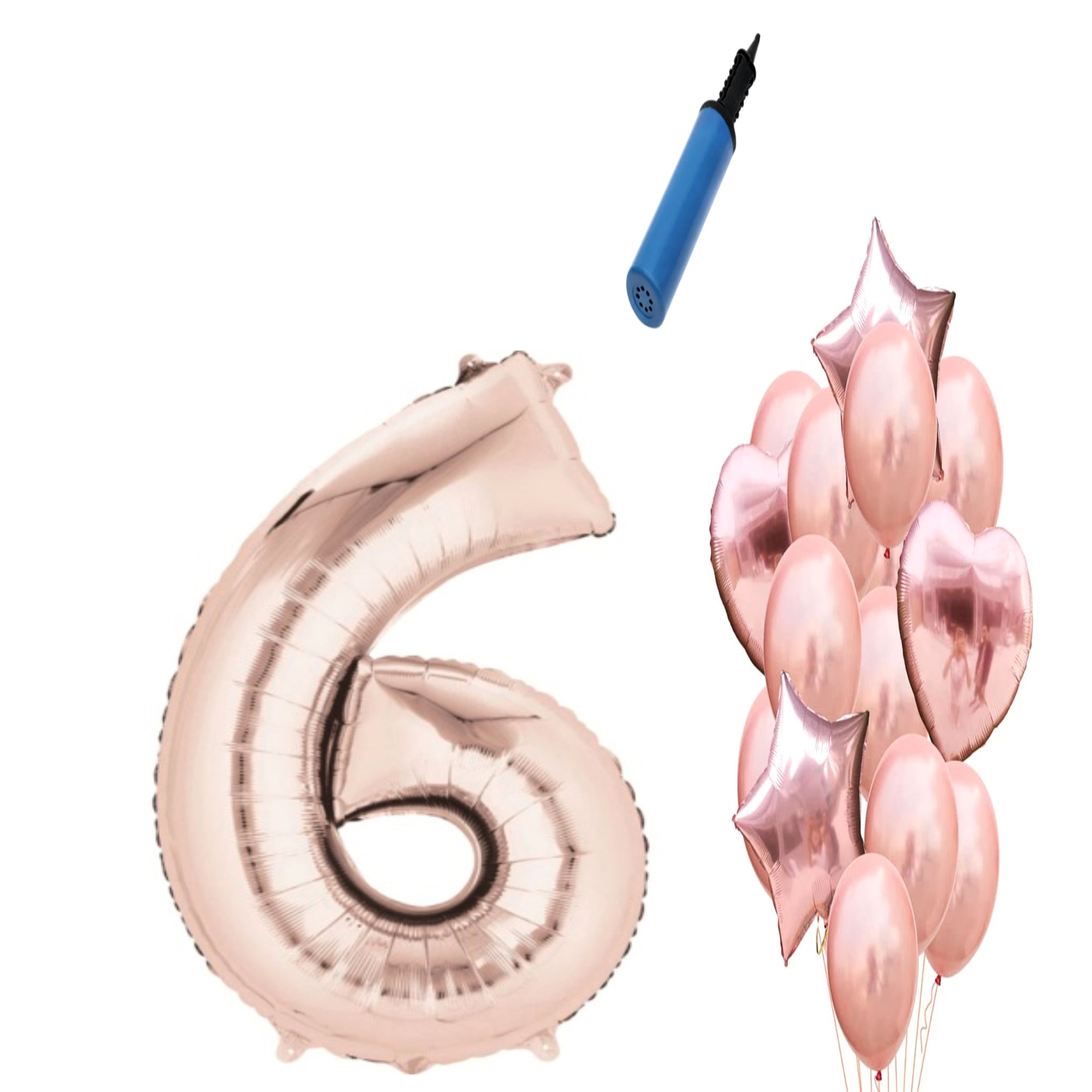 Set 15 baloane aniversare 6 ani , Roz gold
