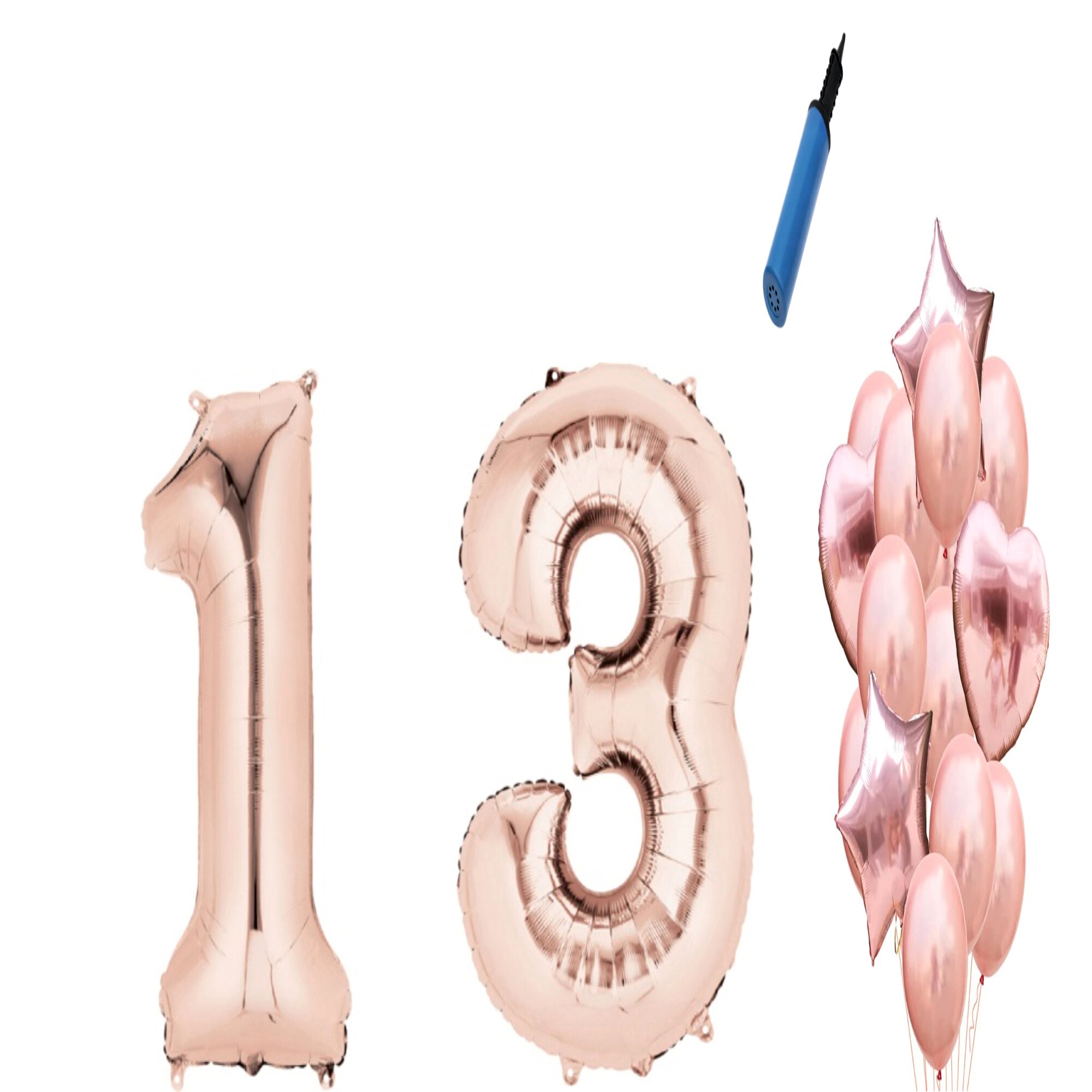 Set 16 baloane aniversare 13 ani , Roz gold