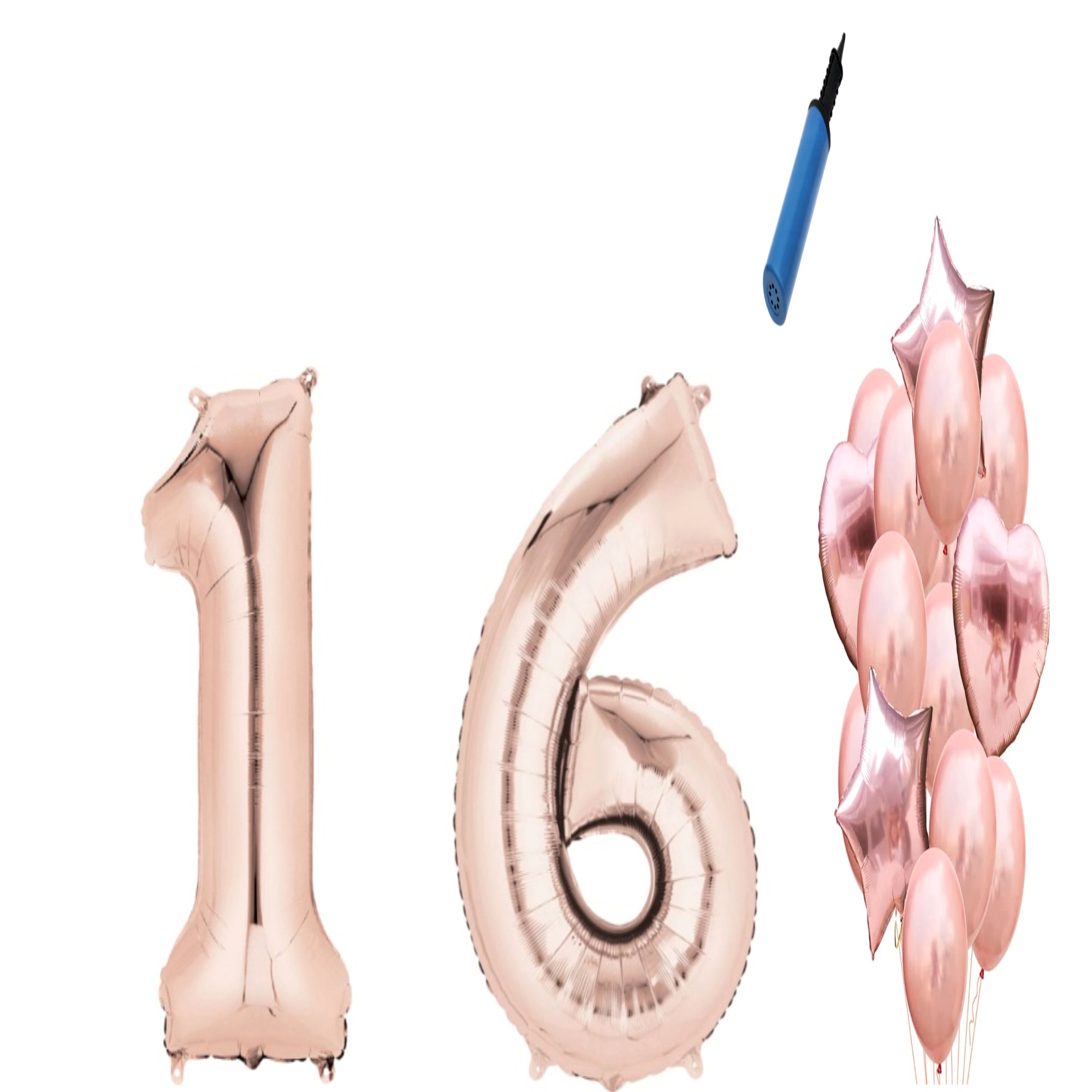 Set 16 baloane aniversare 16 ani , Roz gold