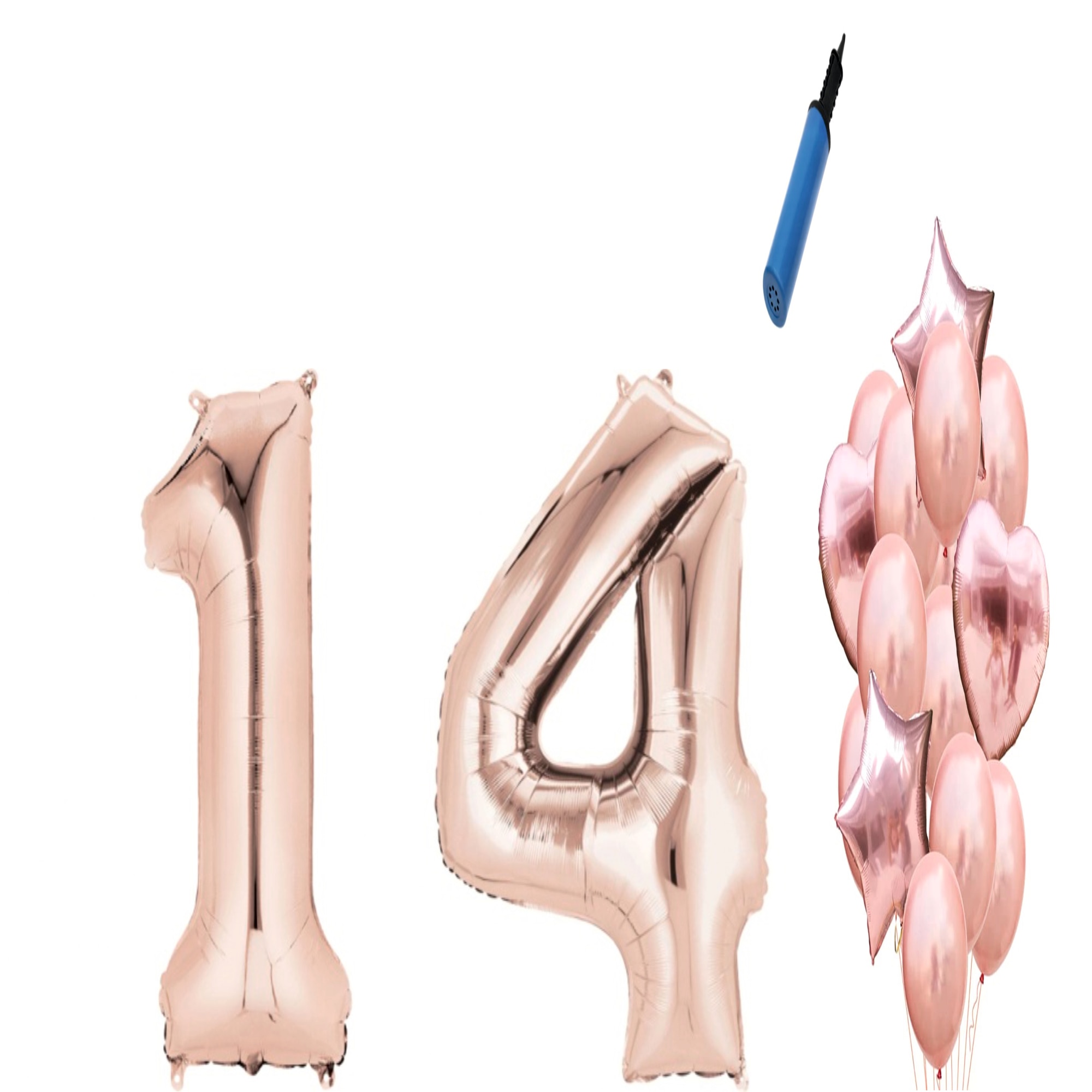 Set 16 baloane aniversare 14 ani , Roz gold