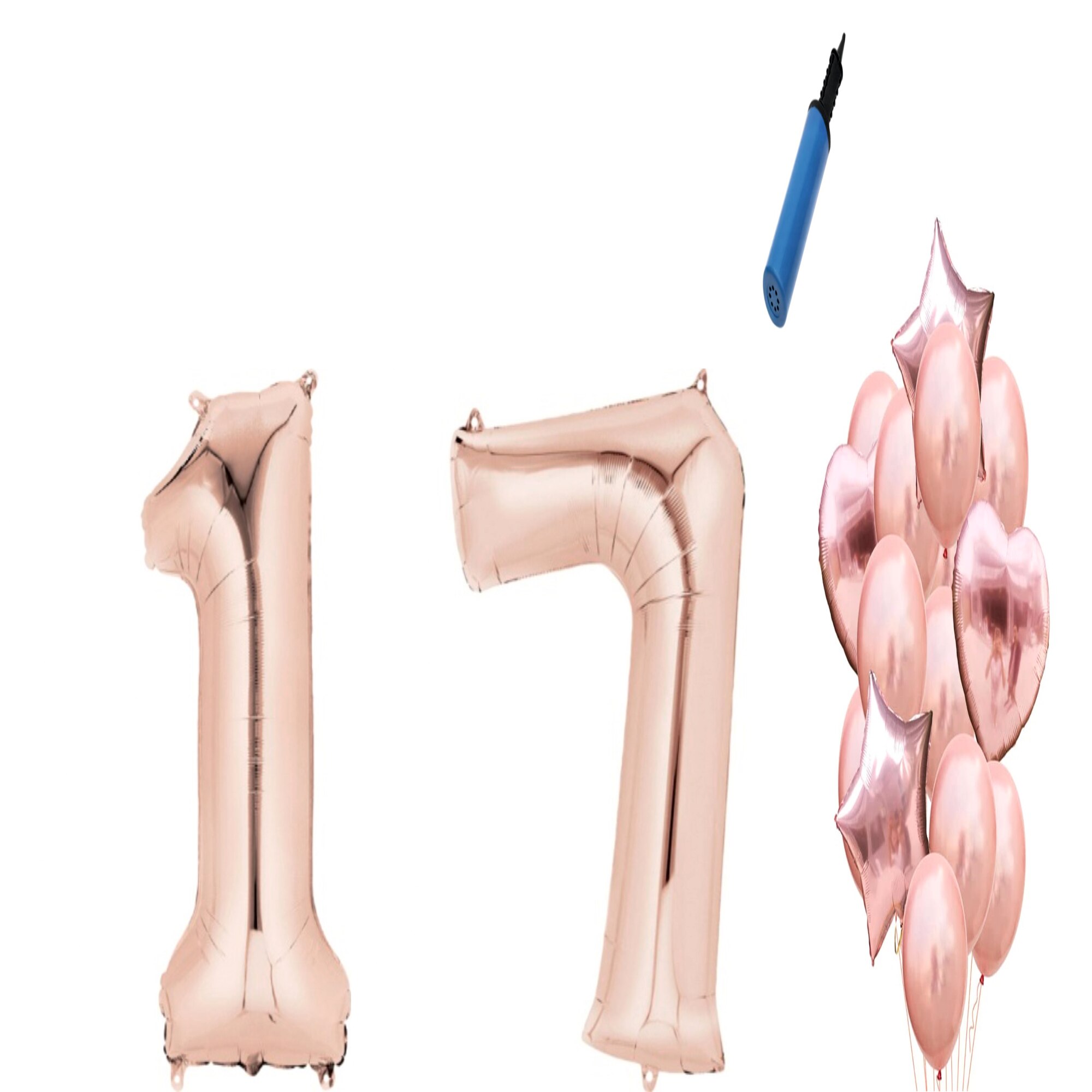 Set 16 baloane aniversare 17 ani , Roz gold