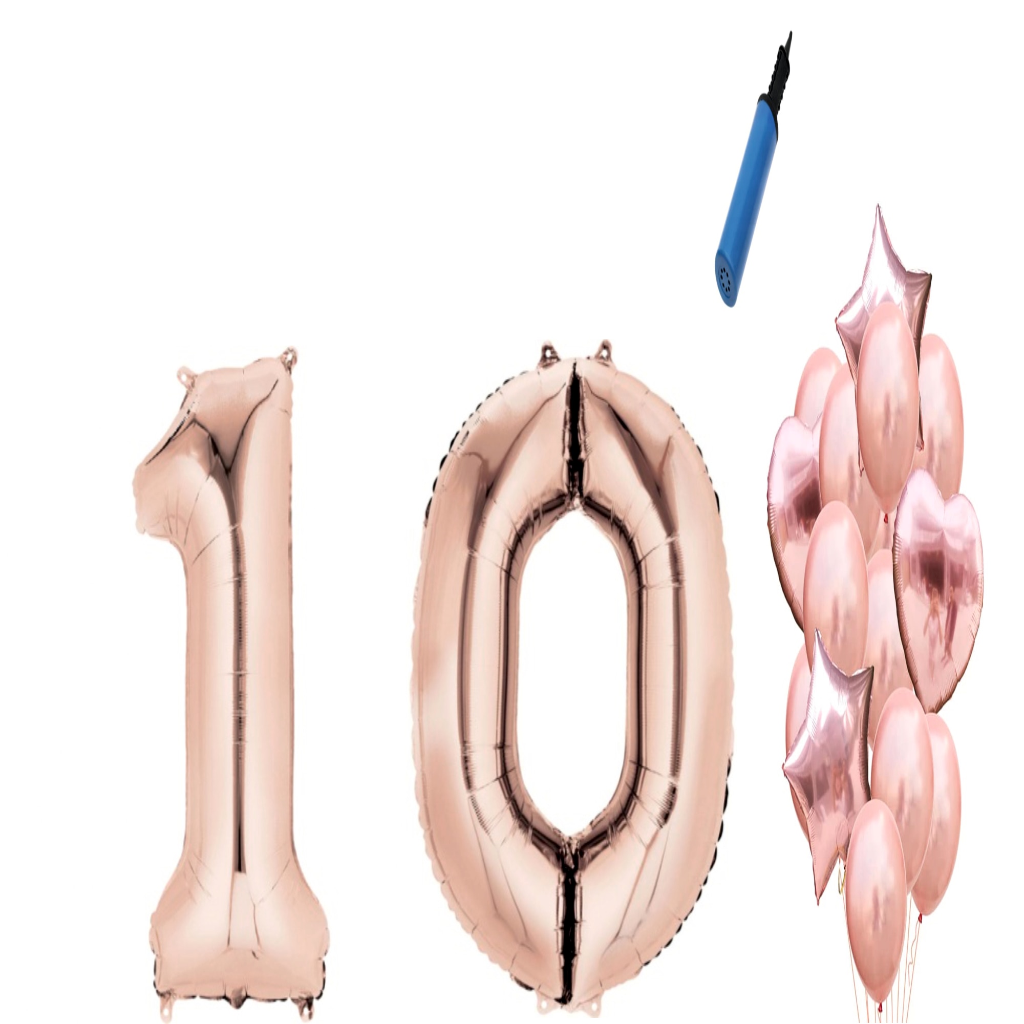 Set 16 baloane aniversare 10 ani , Roz gold