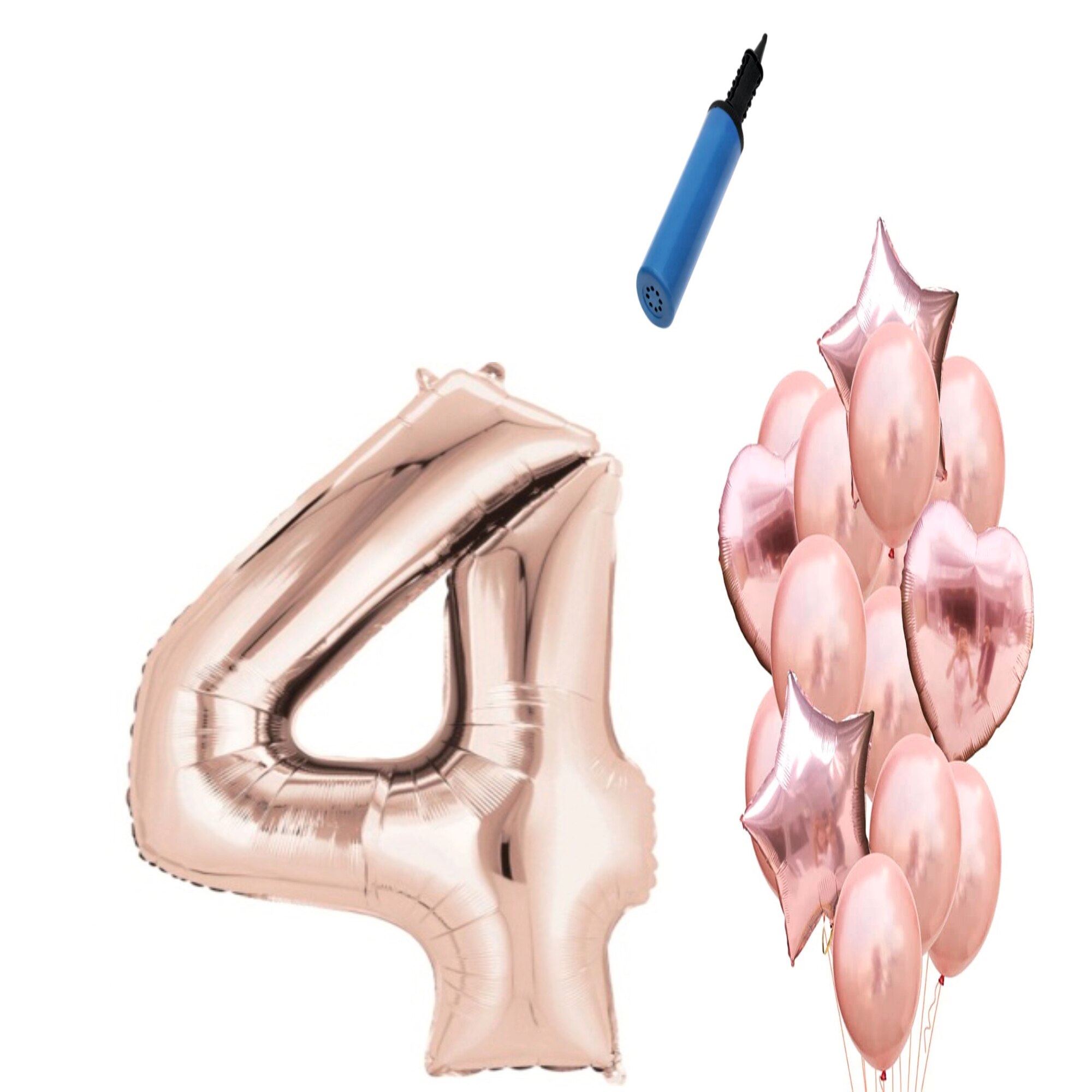 Set 15 baloane aniversare 4 ani , Roz gold