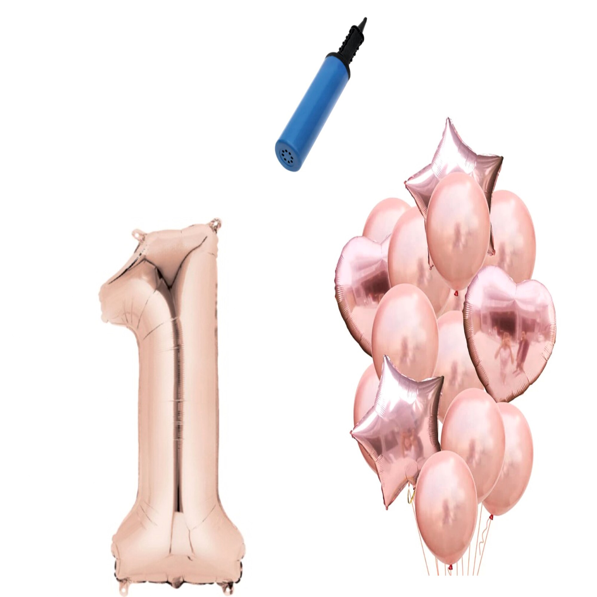 Set 15 baloane aniversare 1 an , Roz gold