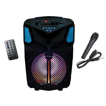 Boxa portabila elSales ELS-H8 cu Bluetooth , USB , card , telecomanda , microfon , lumina LED , negru Boxa portabila elSales ELS-H8 cu Bluetooth , USB , card , telecomanda , microfon , lumina LED , negru