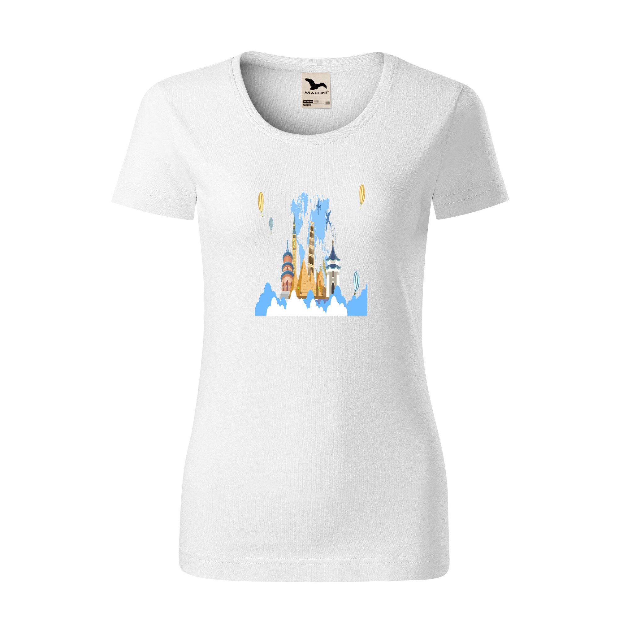 Tricou dama clasic, Malfini, See The World, Alb, XS