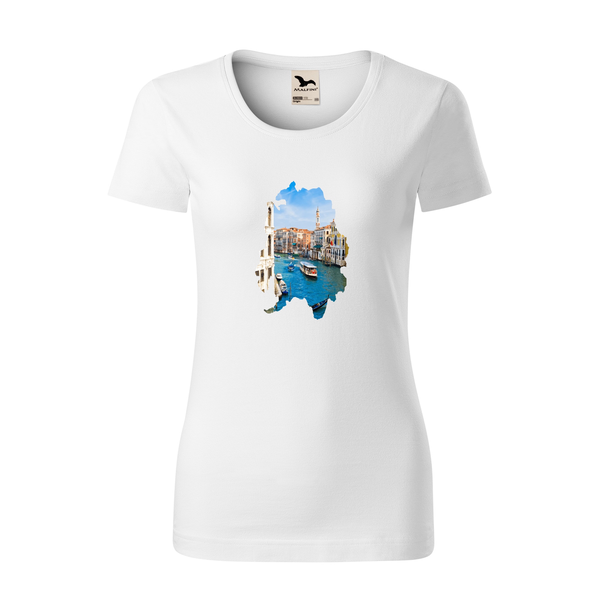 Tricou dama clasic, Malfini, Italy, Alb, L