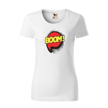 Tricou dama clasic, Malfini, Comic Boom, Alb, S Tricou dama clasic, Malfini, Comic Boom, Alb, S