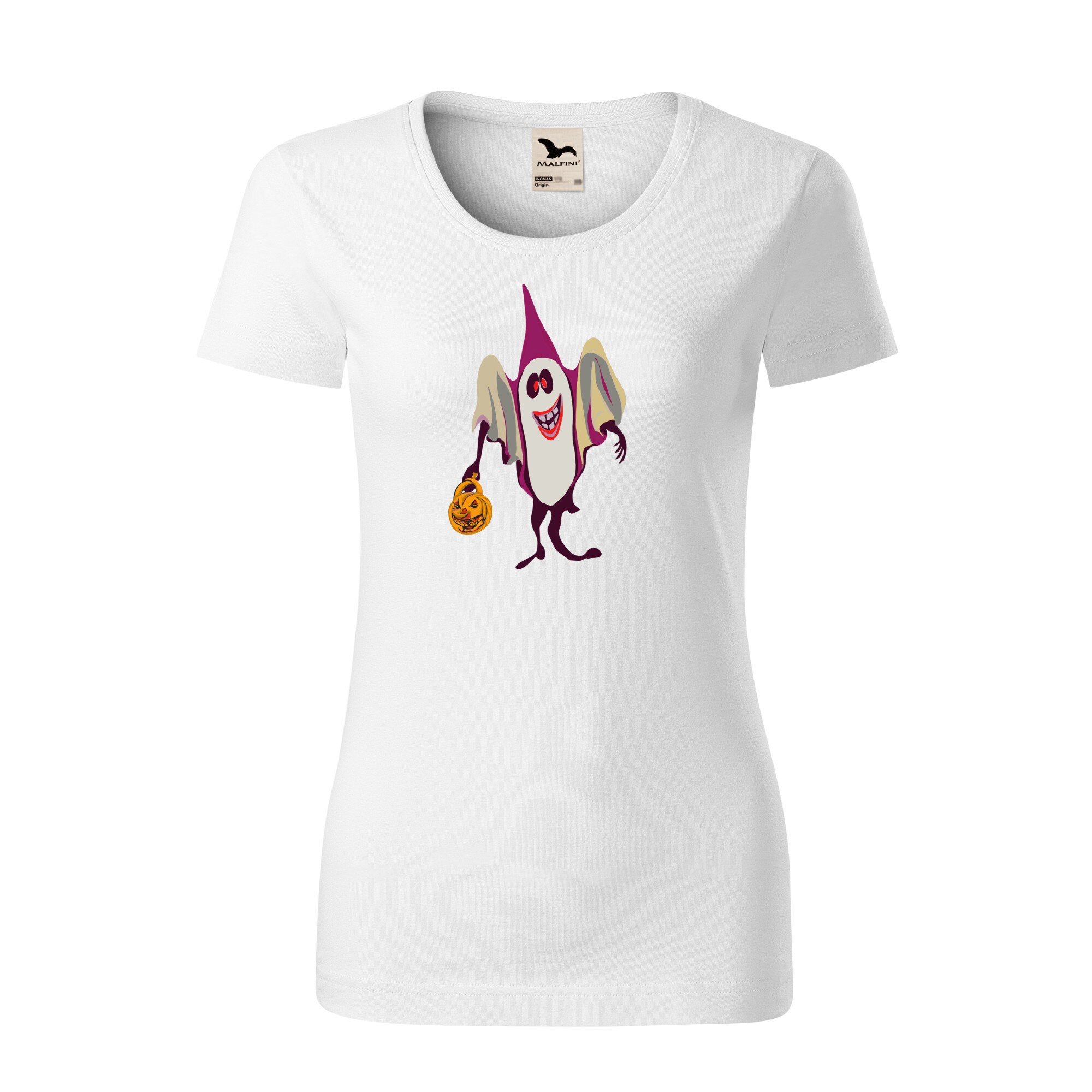 Tricou dama clasic, Malfini, Ghost Halloween, Alb, M