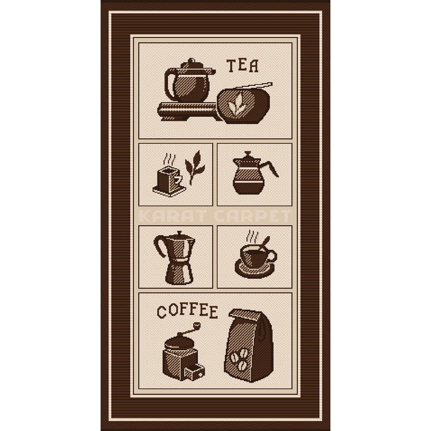 Covor pentru bucatarie, Natura 953-19, Bej / Maro Inchis, 100x200 cm, 1500 gr/mp