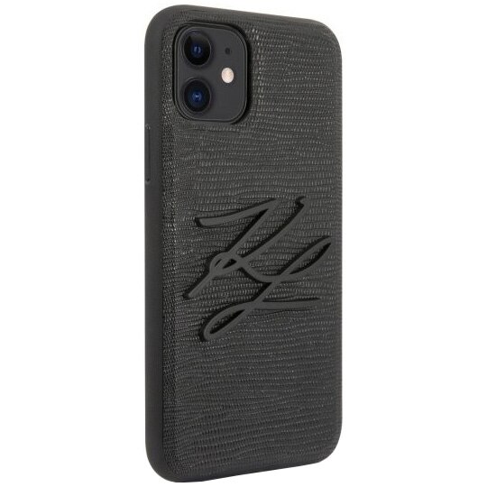 Husa de protectie Karl Lagerfeld Lizard pentru iPhone 11, Negru