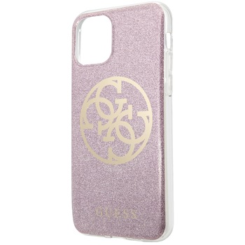 Husa de protectie Guess Glitter 4G pentru iPhone 11 Pro Max, Pink Husa de protectie Guess Glitter 4G pentru iPhone 11 Pro Max, Pink
