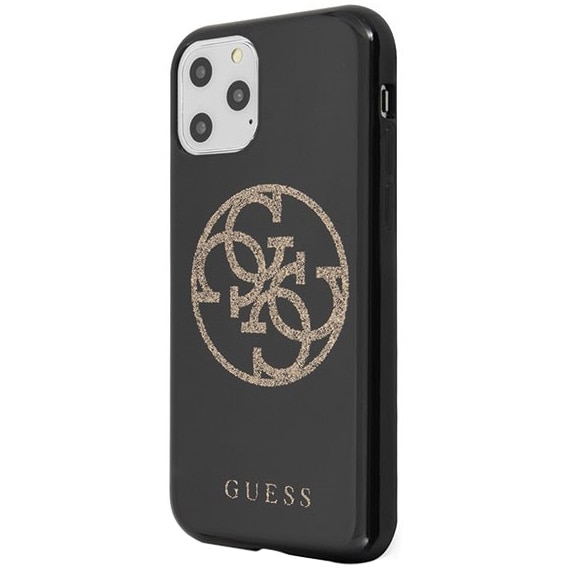 Husa de protectie Guess 4G Glitter Circle pentru Apple iPhone 11 Pro, Negru