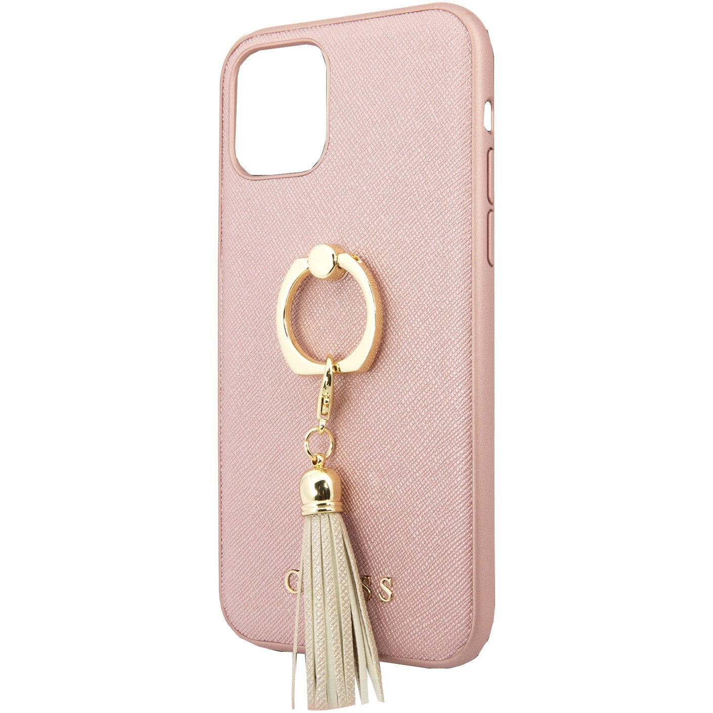 Husa de protectie Guess Saffiano Ring Stand pentru iPhone 11, Pink