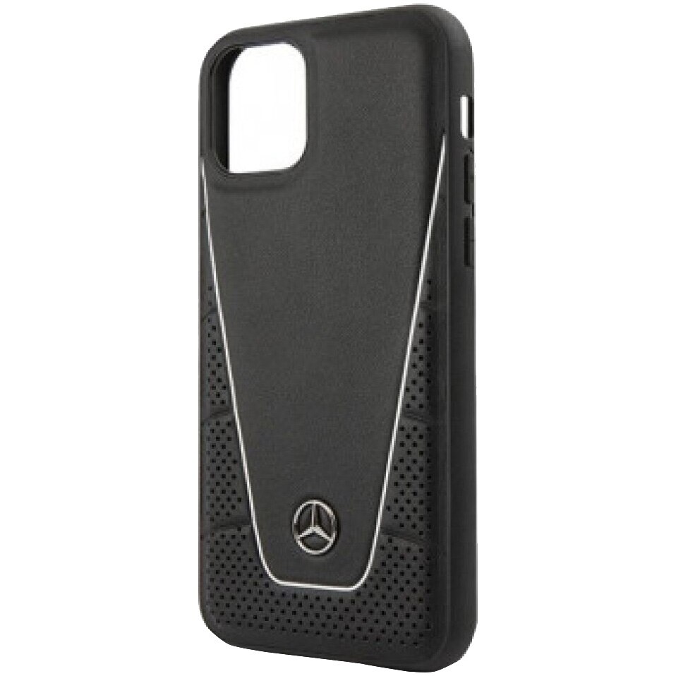 Husa de protectie Mercedes Leather Quilted Smooth pentru iPhone 11 Pro, Black