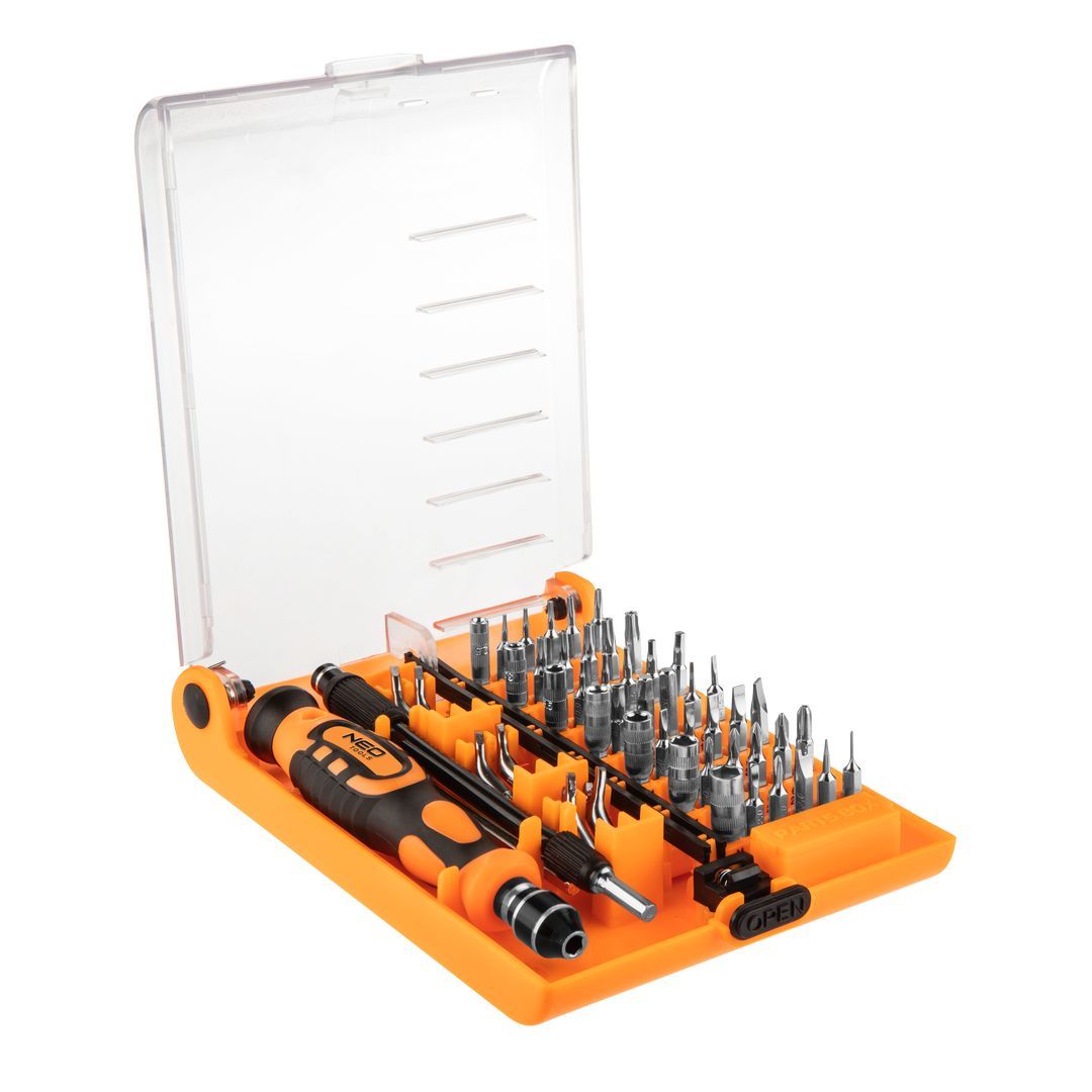 Set biti cu maner de precizie, 53 de bucati, 1/4