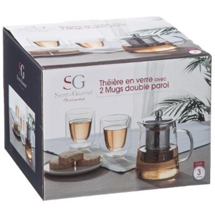 Set servire ceai SG Duch, sticla borosilicata, 600 ml