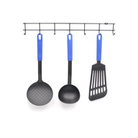 Set ustensile de bucatarie, polonic, paleta, spumiera, suport ustensile de perete