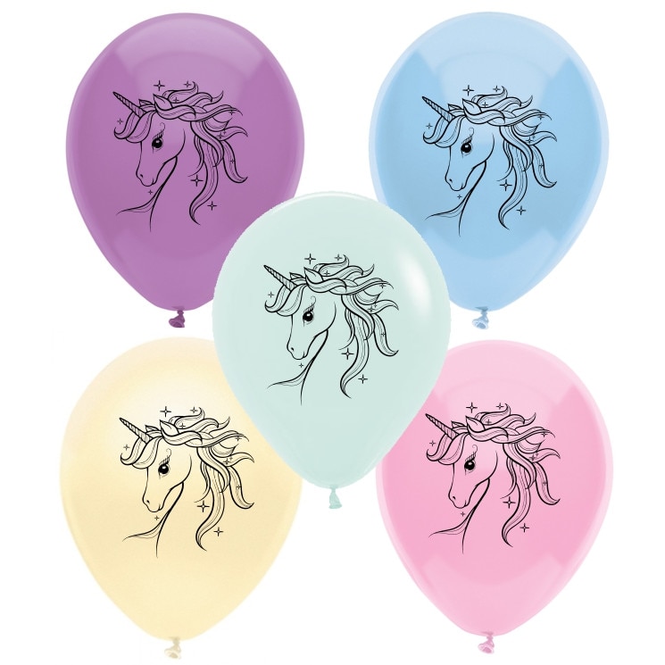 Set 25 baloane 30 cm multicolore inscriptionate Unicorn