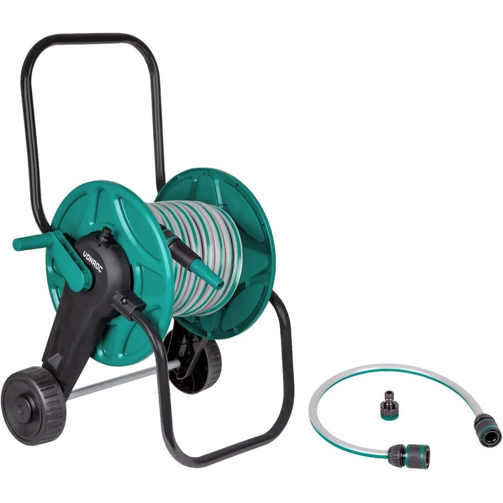 Градински маркуч с макара VONROC HT502XX, 20м, Включително накрайник и съединители