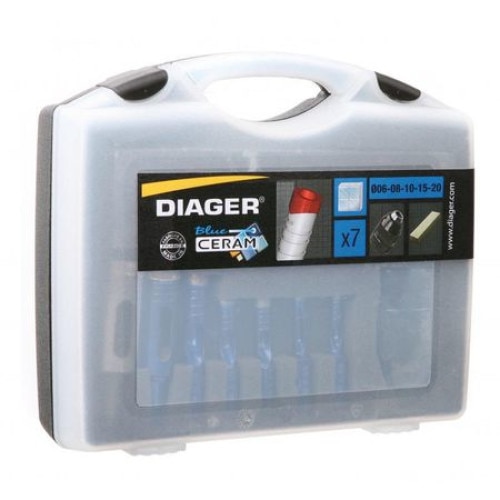 Set carote cu carbura diamantata pentru placi ceramice/ 6 piese Ø6(x2)-8(x2) Mandrina si piatra de ascutit Diager